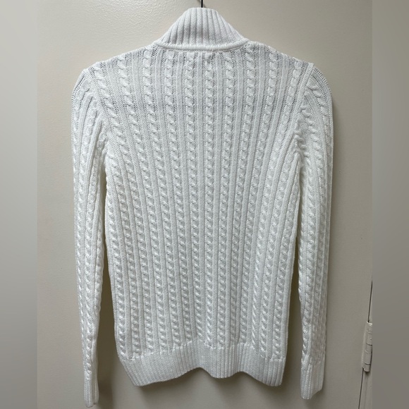 Quarter zipVintage white cotton knit sweater - Picture 3 of 6